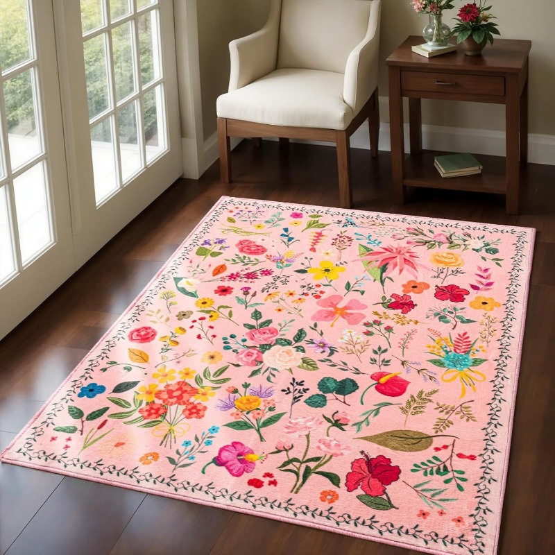 Commercial Printing Options - Levendig Botanisch Bloemenprint Flanellen Vloerkleed Antislip