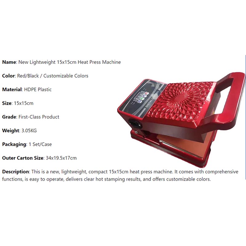 Kleine warmtepersmachine 15*15 - Heat Press Machine recensie en prijs
